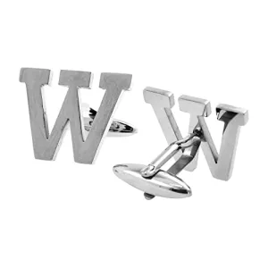 Mudra Crafts Letter W Initial Cufflinks for Men Set - Mens Stainless Cuff Links with Initials - Monogram Stainless Steel Alphabet Cufflinks