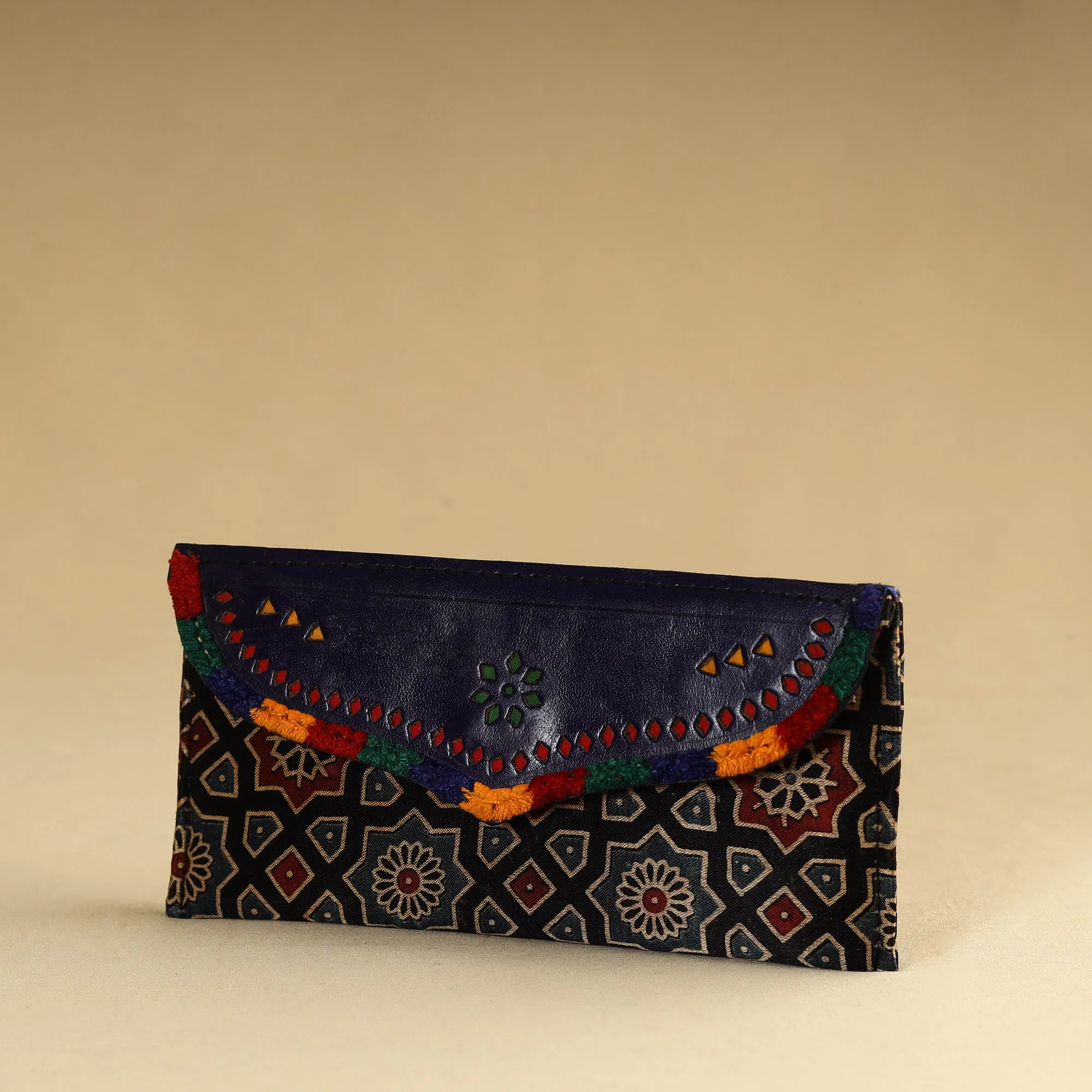 Multicolor - Kutch Embroidery Mashru Silk Handmade Leather Wallet 24