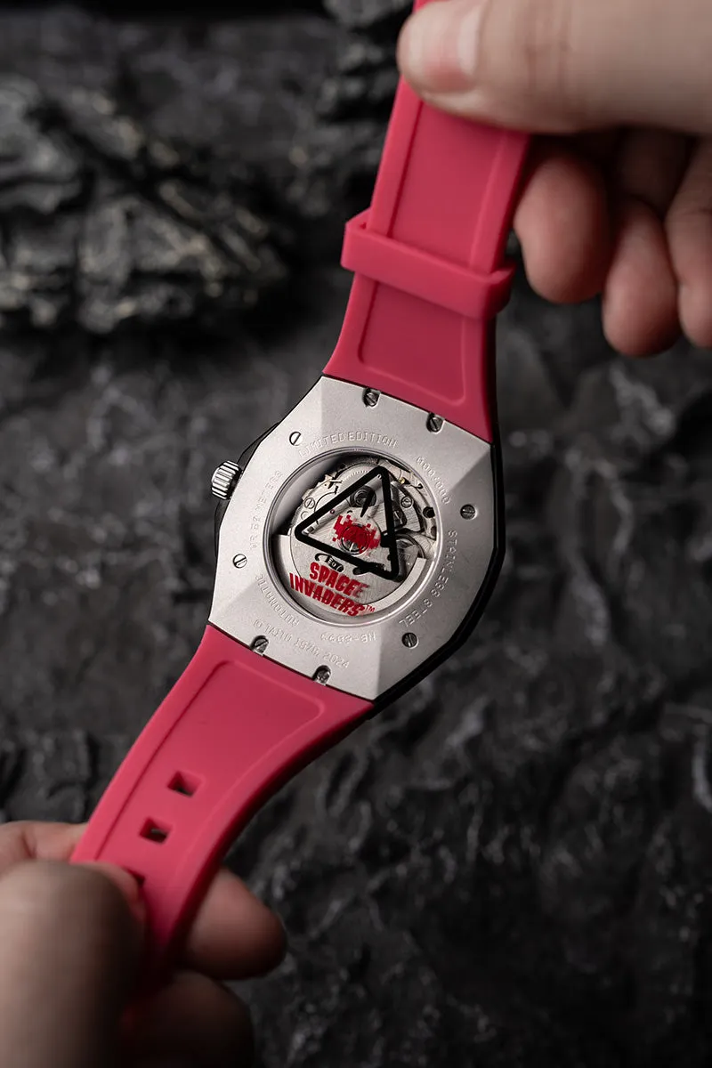 Nubeo OAO Automatic Space Invaders Limited Edition Plasma Pink Men's Watch NB-6099-SI-02