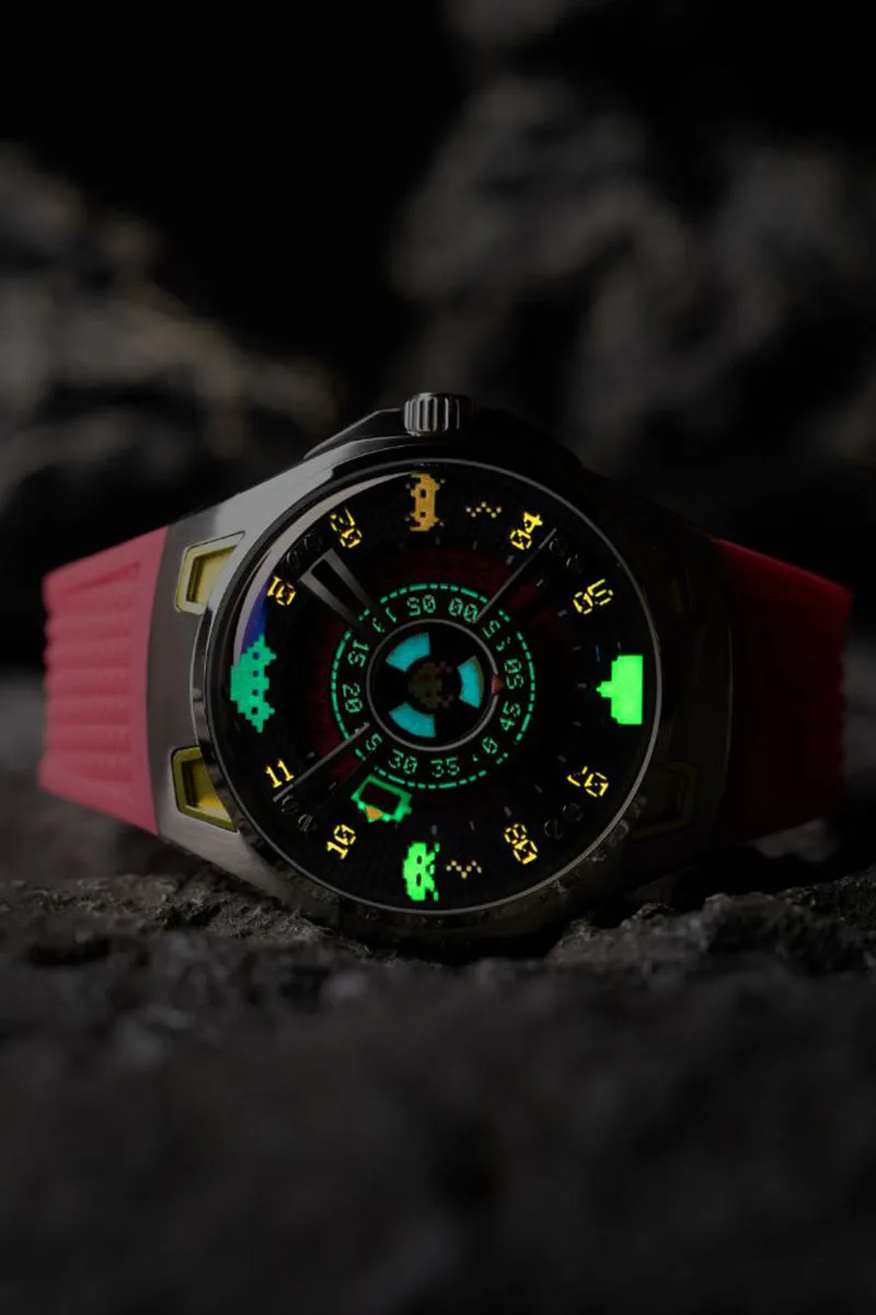 Nubeo OAO Automatic Space Invaders Limited Edition Plasma Pink Men's Watch NB-6099-SI-02