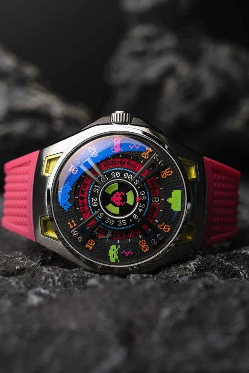 Nubeo OAO Automatic Space Invaders Limited Edition Plasma Pink Men's Watch NB-6099-SI-02