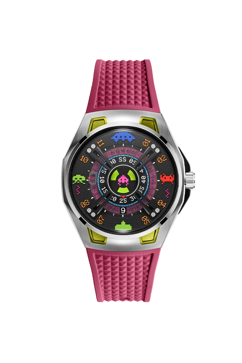 Nubeo OAO Automatic Space Invaders Limited Edition Plasma Pink Men's Watch NB-6099-SI-02