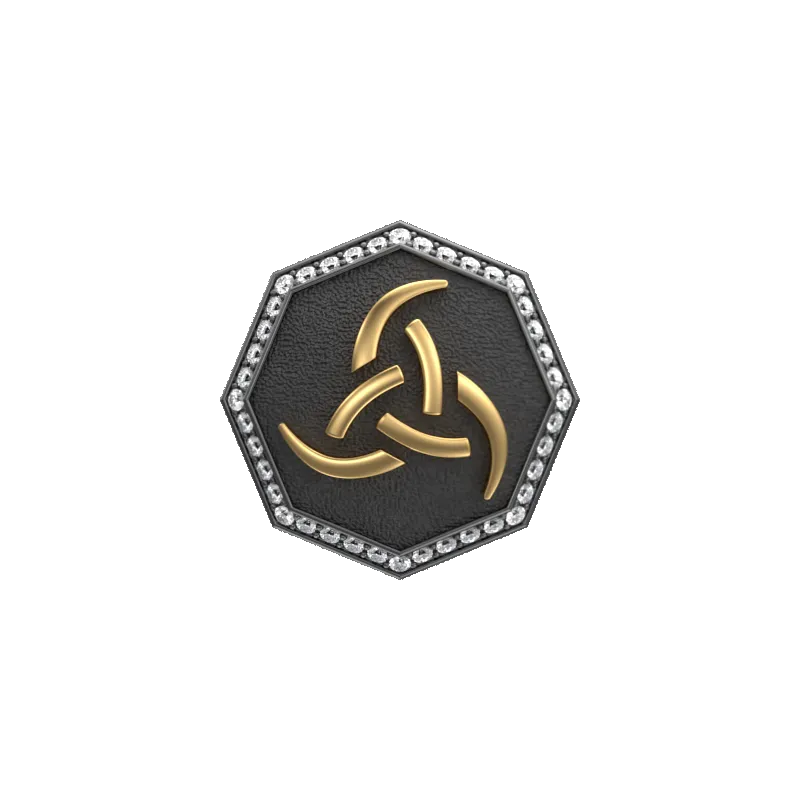 Odin Luxe, Spiritual Cufflink Set with CZ Diamonds, 18kt Gold & Black Ruthenium Plating on Brass.