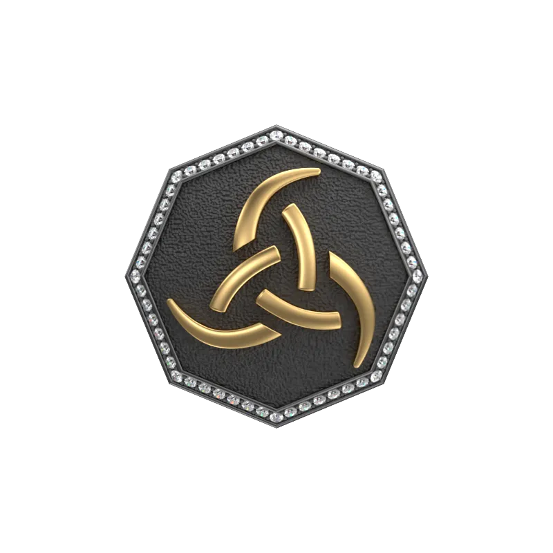 Odin Luxe, Spiritual Cufflink Set with CZ Diamonds, 18kt Gold & Black Ruthenium Plating on Brass.