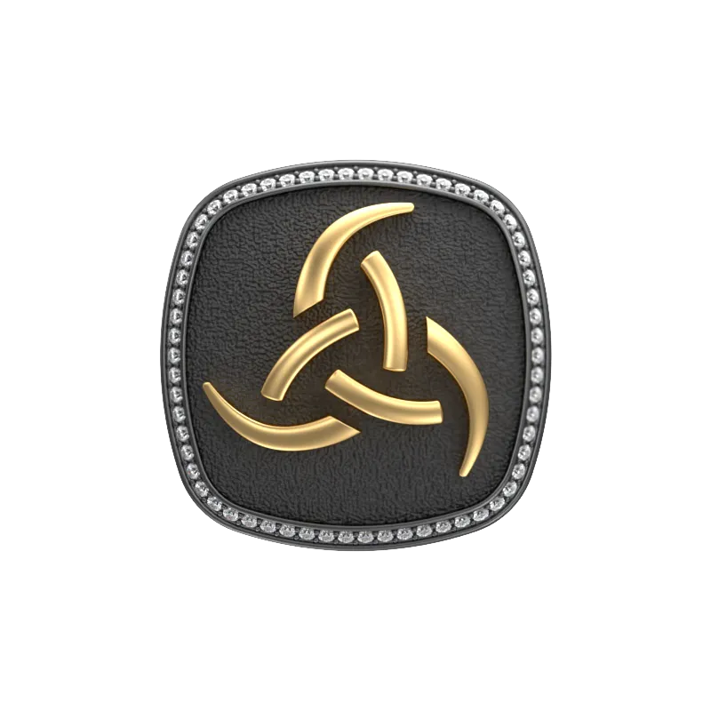 Odin Luxe, Spiritual Cufflink Set with CZ Diamonds, 18kt Gold & Black Ruthenium Plating on Brass.