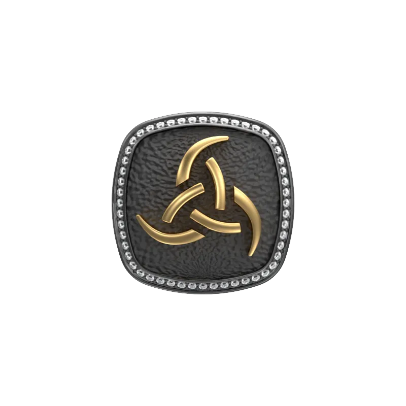 Odin Luxe, Spiritual Cufflink Set with CZ Diamonds, 18kt Gold & Black Ruthenium Plating on Brass.