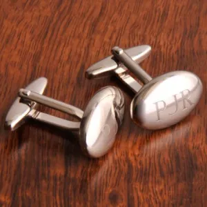 Oval High Polished Personalized Cufflinks