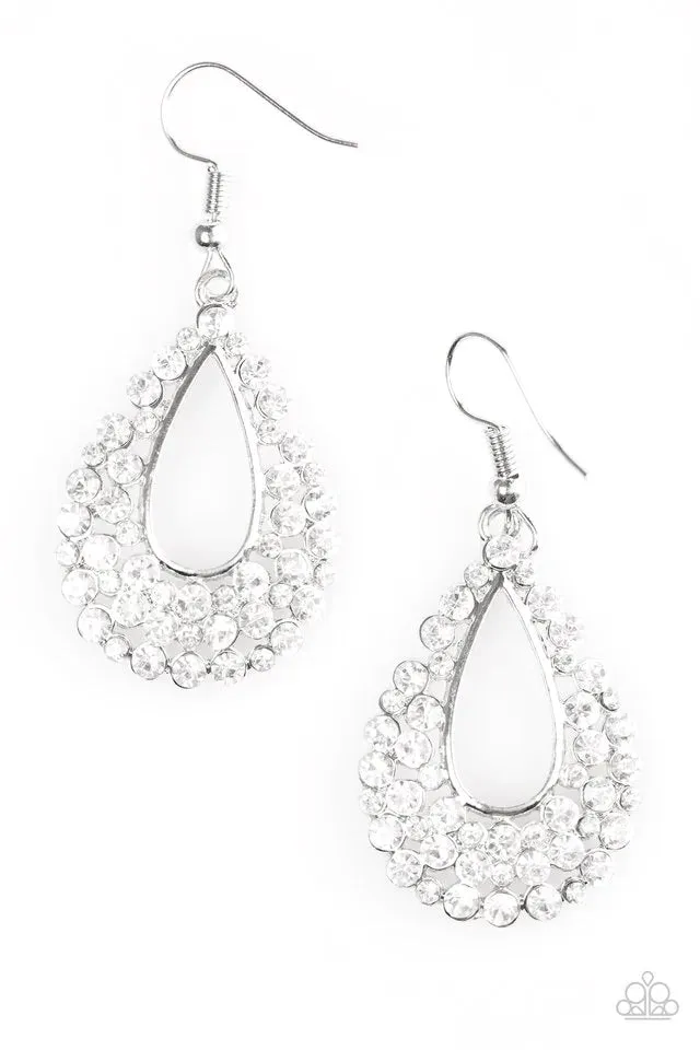 Paparazzi Earring ~ GLAM About Town - White