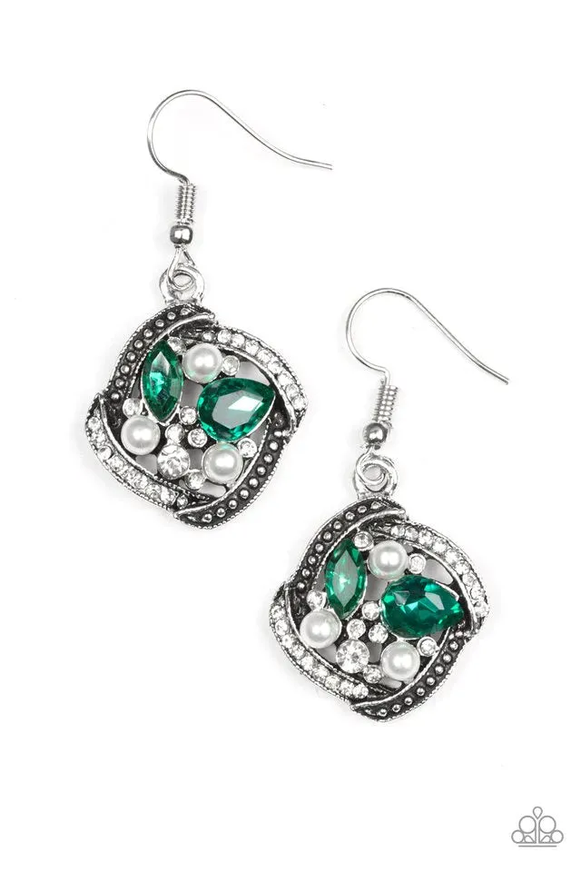 Paparazzi Earring ~ Prestigious Shimmer - Green