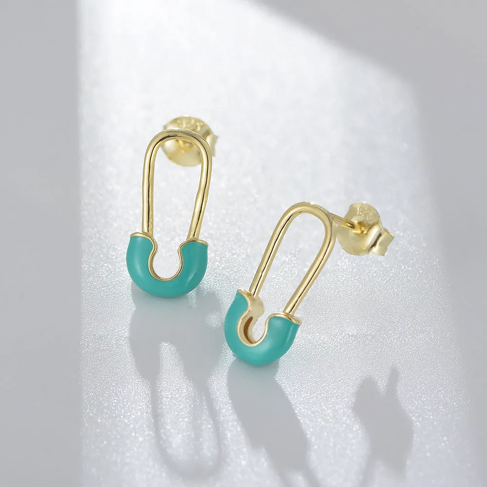 Paper Clip Silver Studs Earrings for Women