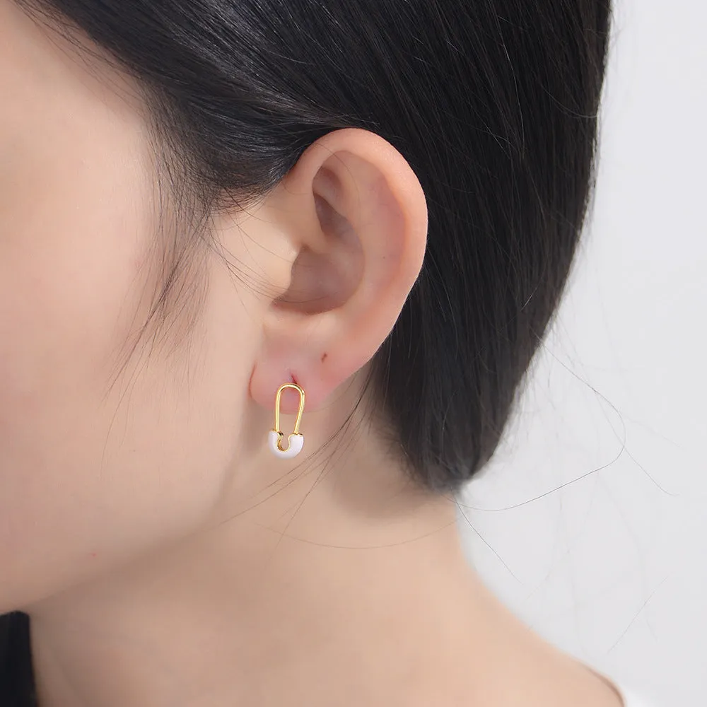 Paper Clip Silver Studs Earrings for Women