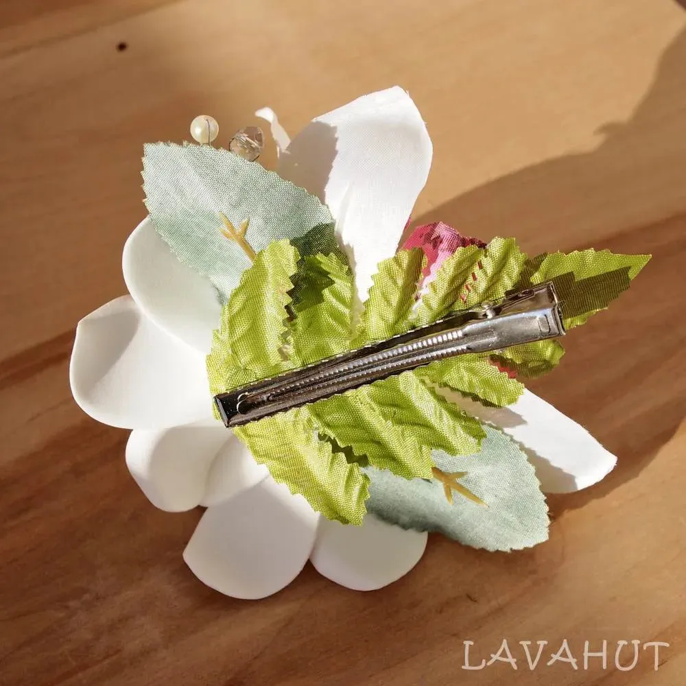 Paradise White Hawaiian Flower Hair Clip