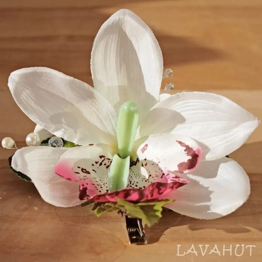 Paradise White Hawaiian Flower Hair Clip