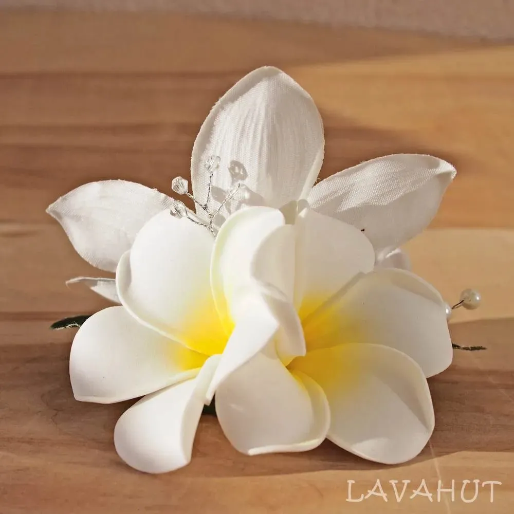 Paradise White Hawaiian Flower Hair Clip