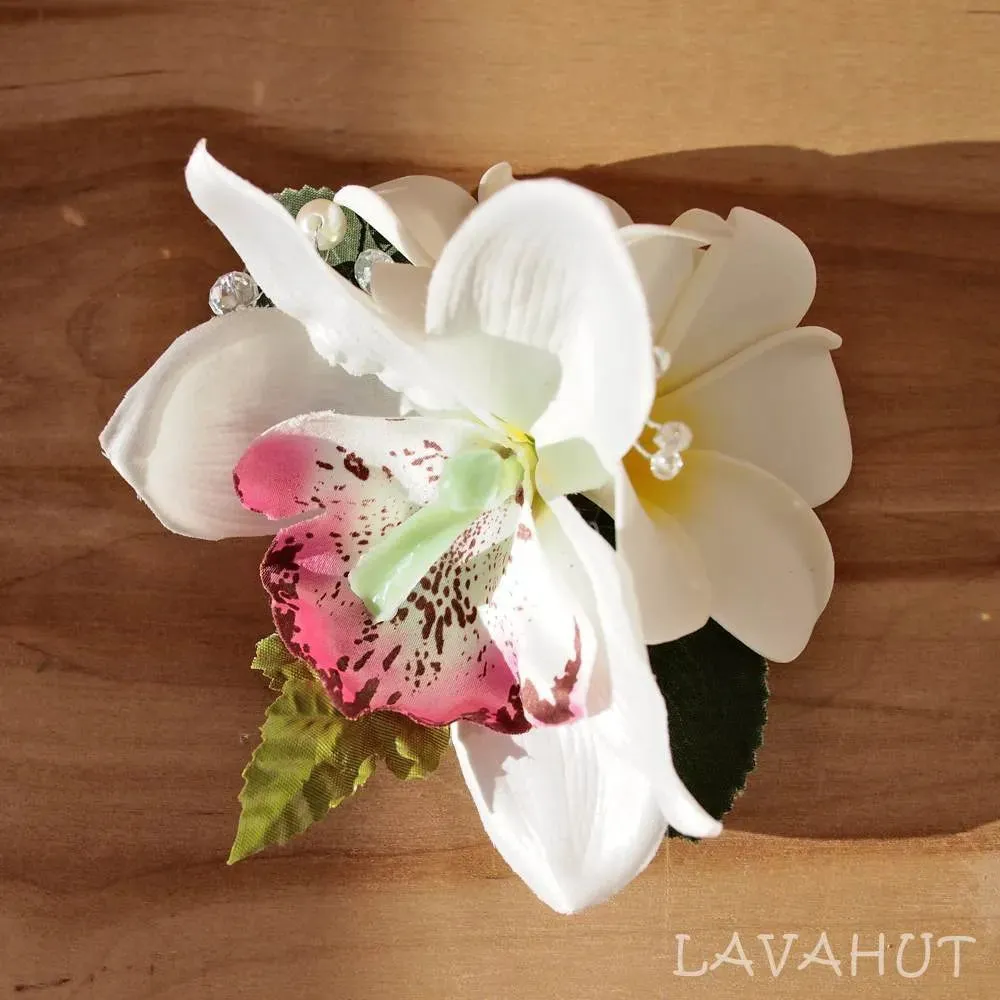 Paradise White Hawaiian Flower Hair Clip