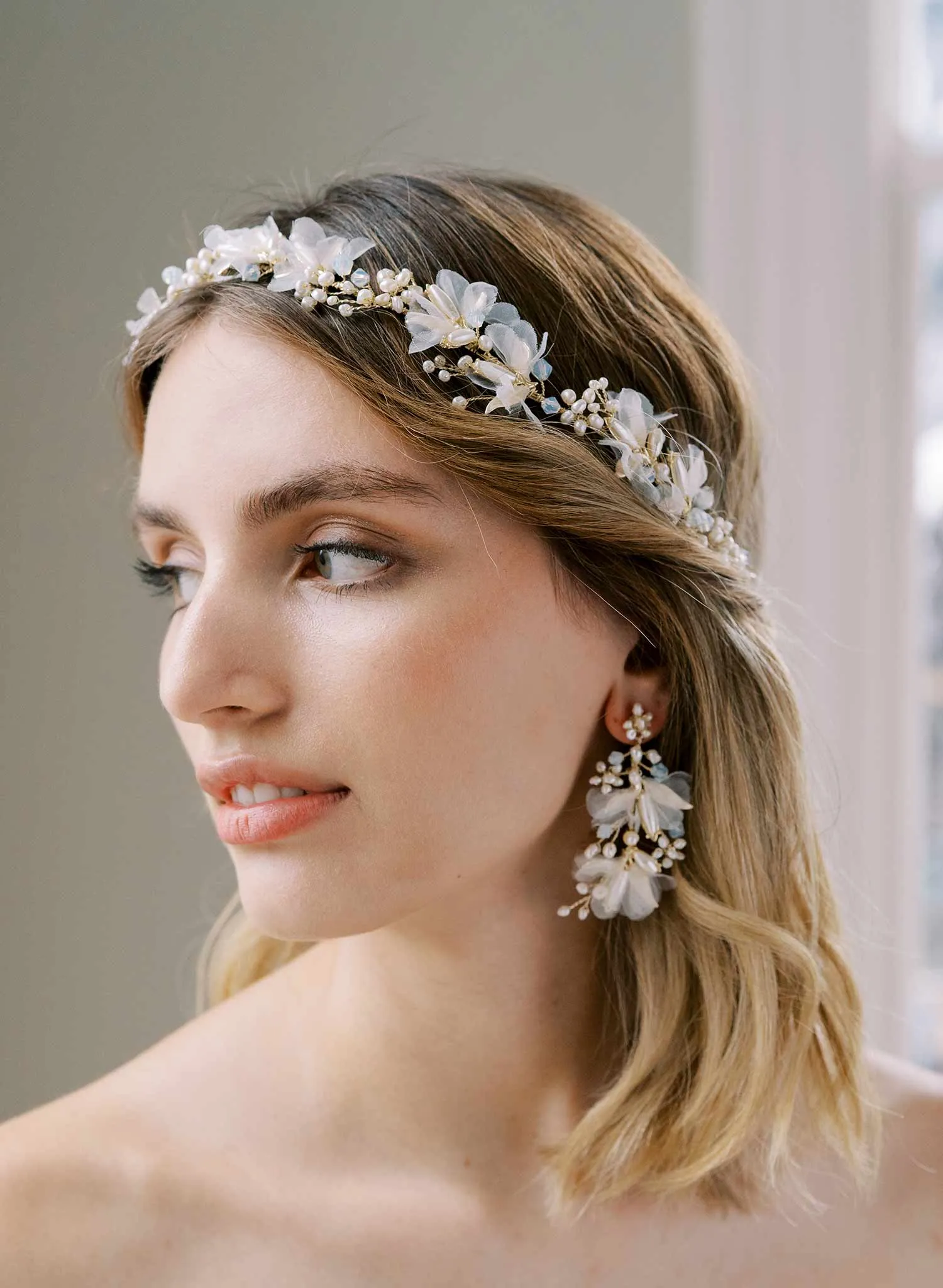 Pearl burst and silk blossom hair vine - Style #2410