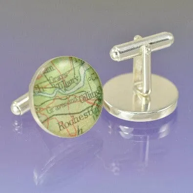 Personalised Vintage Map Cufflinks
