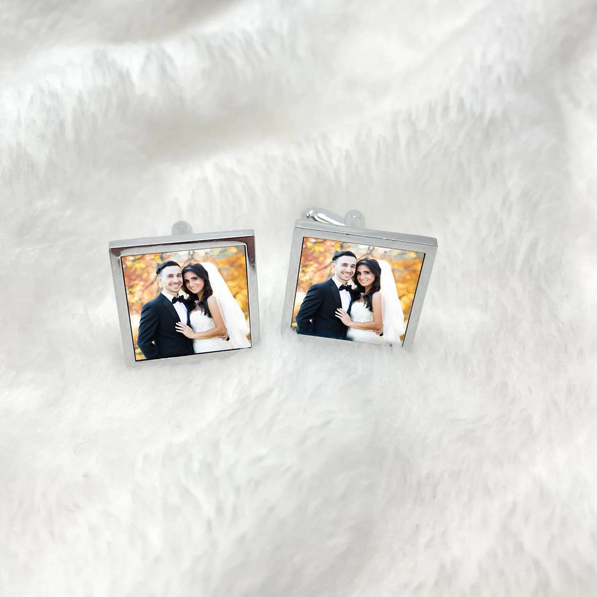 Personalized custom made photo square cufflinks with a photo of your choice