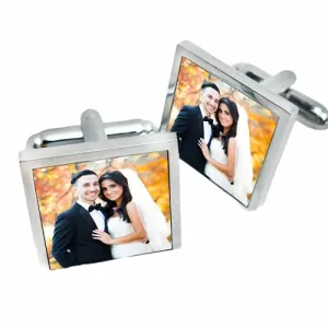 Personalized custom made photo square cufflinks with a photo of your choice
