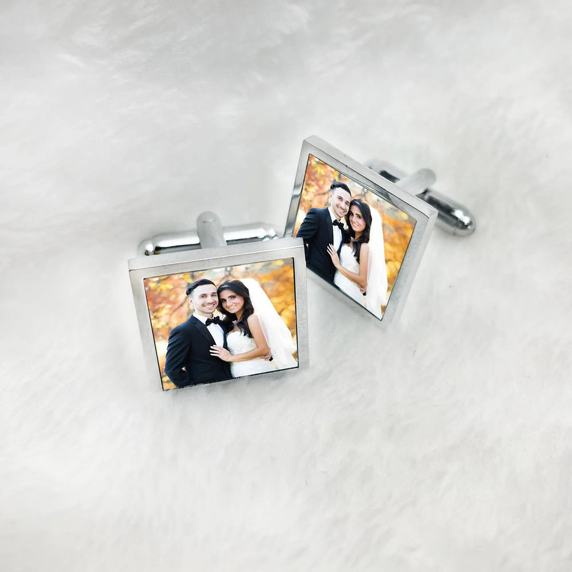 Personalized custom made photo square cufflinks with a photo of your choice