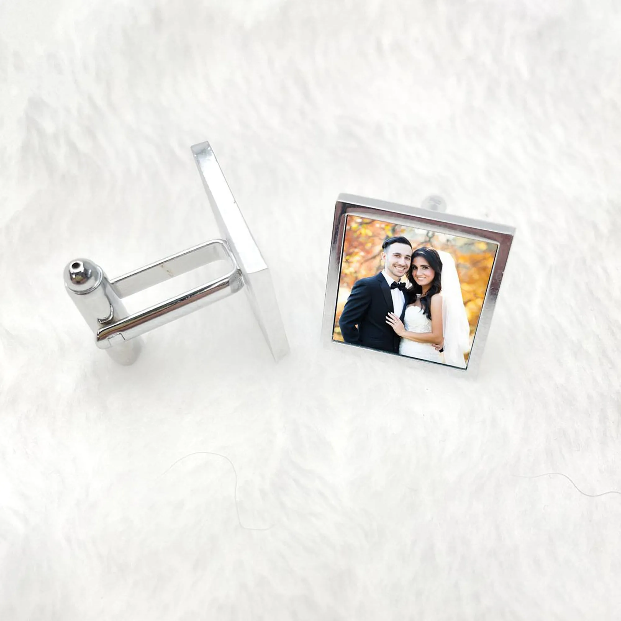 Personalized custom made photo square cufflinks with a photo of your choice