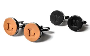 Personalized Leather Cufflinks, Hand Stamped Custom Cufflinks, Gift for Him, Anniversary Present