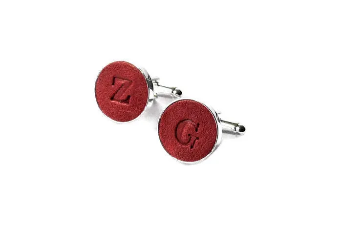 Personalized Leather Cufflinks, Hand Stamped Custom Cufflinks, Gift for Him, Anniversary Present