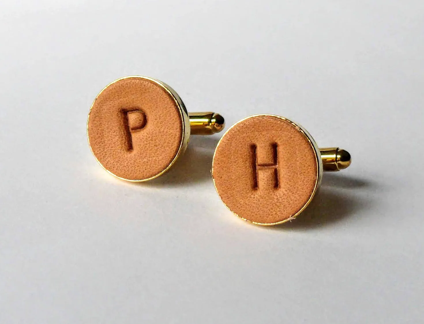 Personalized Leather Cufflinks, Hand Stamped Custom Cufflinks, Gift for Him, Anniversary Present