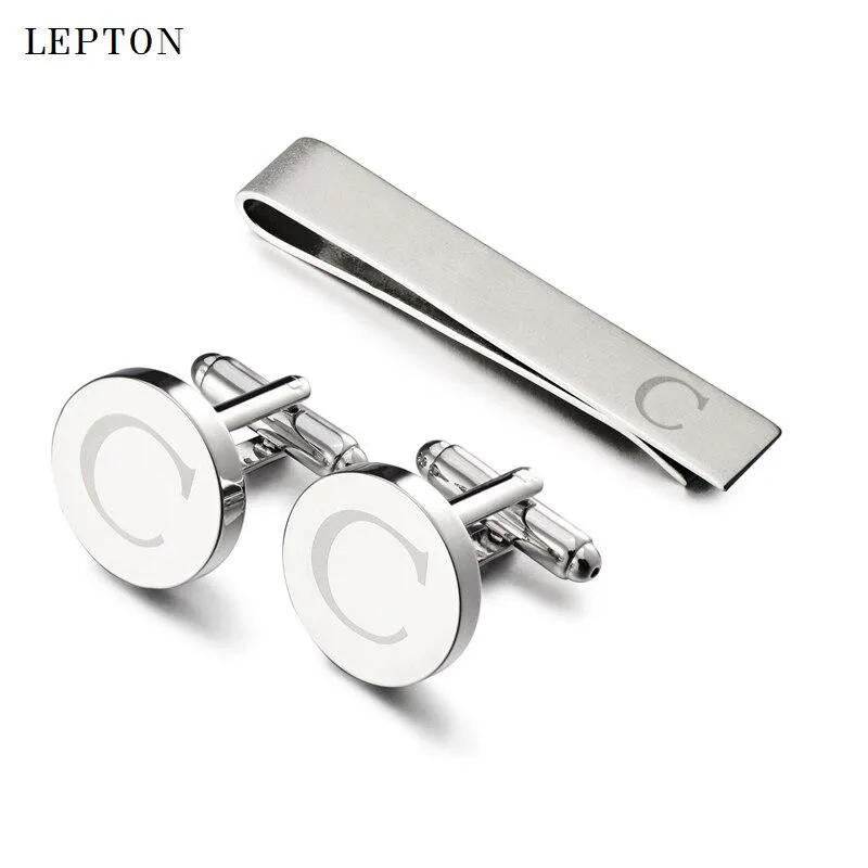 Personalized Monogram Cufflinks & Tie Bar Set