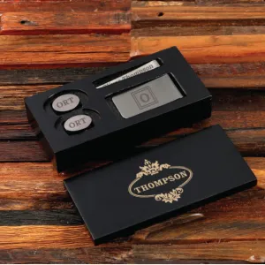 Personalized Ovoid Cufflink, Money Clip, And Tie Clip Box Set