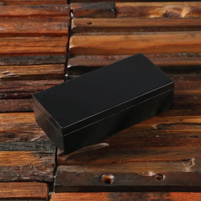 Personalized Ovoid Cufflink, Money Clip, And Tie Clip Box Set