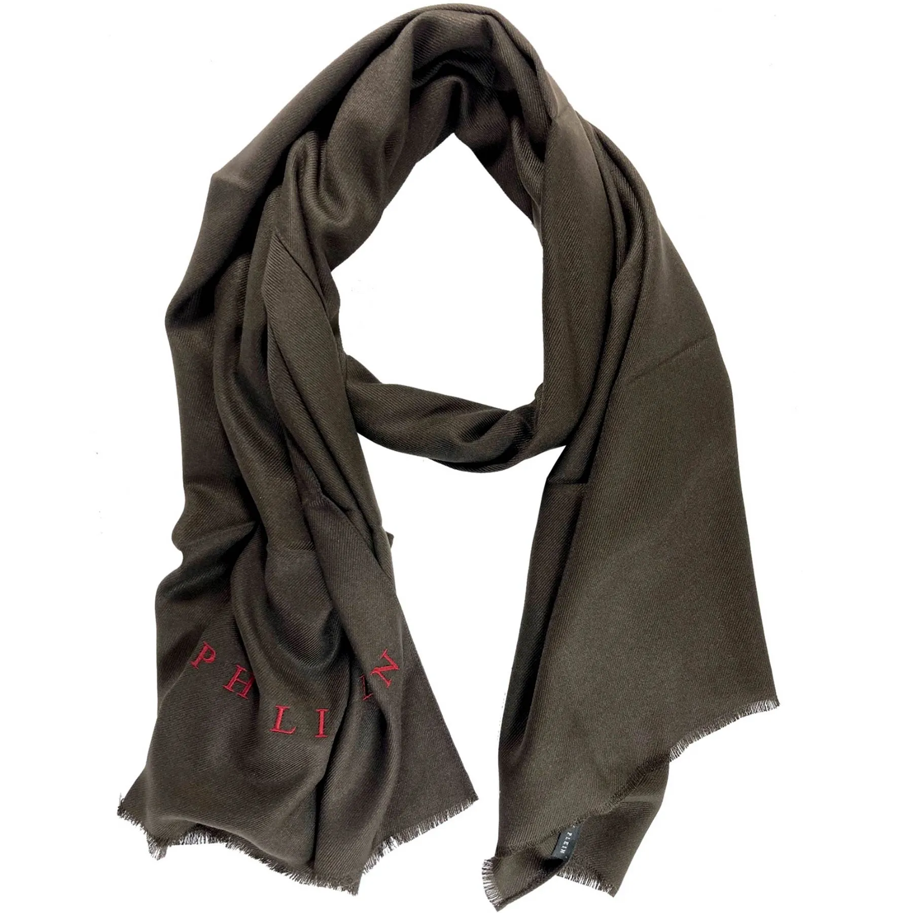 Philipp Plein Scarf Dark Brown Logo Designer Shawl FINAL SALE