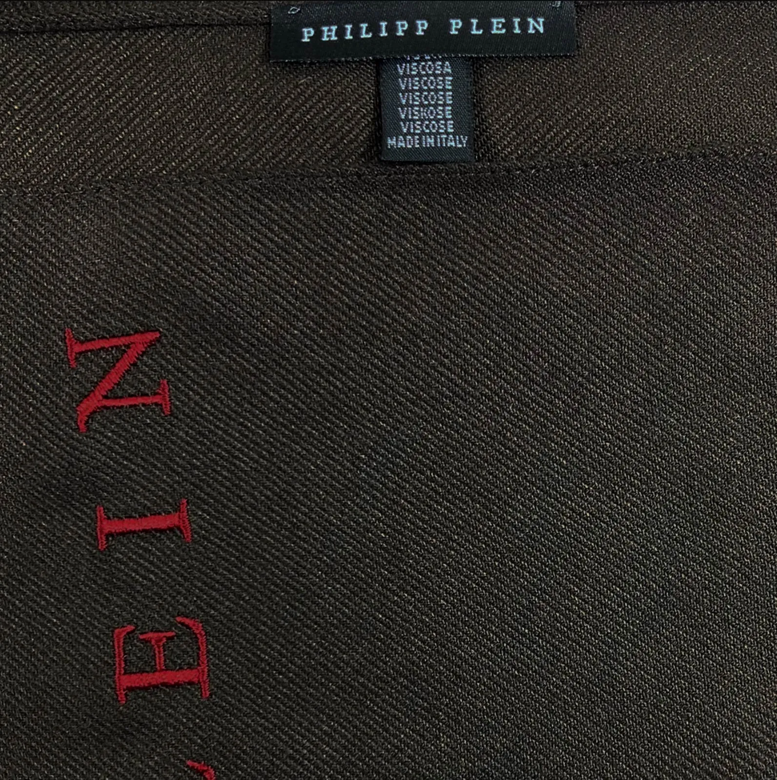 Philipp Plein Scarf Dark Brown Logo Designer Shawl FINAL SALE