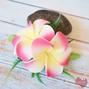 Pink Double Joy Plumeria Hawaiian Flower Hair Clip