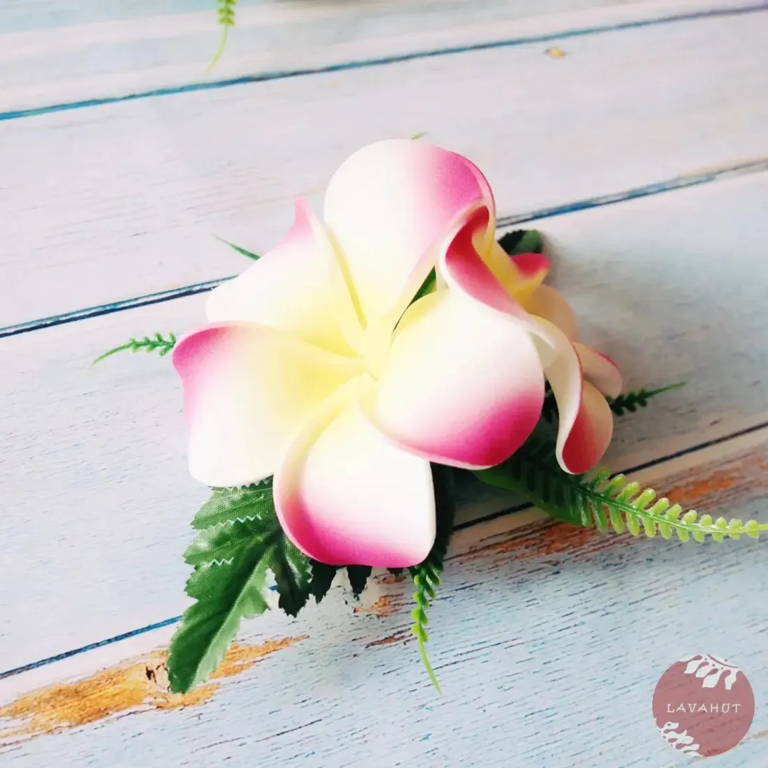 Pink Double Joy Plumeria Hawaiian Flower Hair Clip