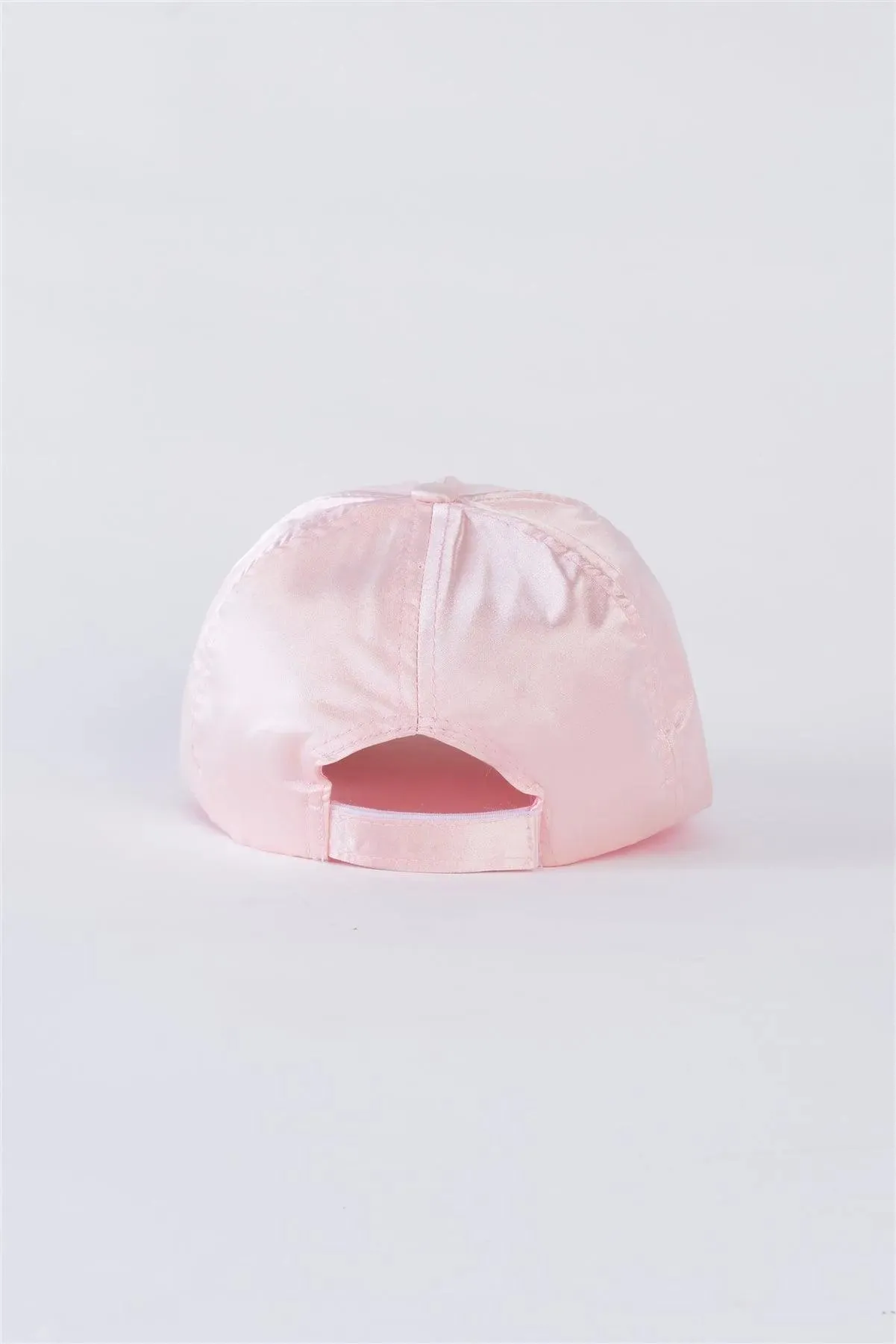 Pink Satin Baseball Cap With Adjustable Velcro Strap /6 Hats