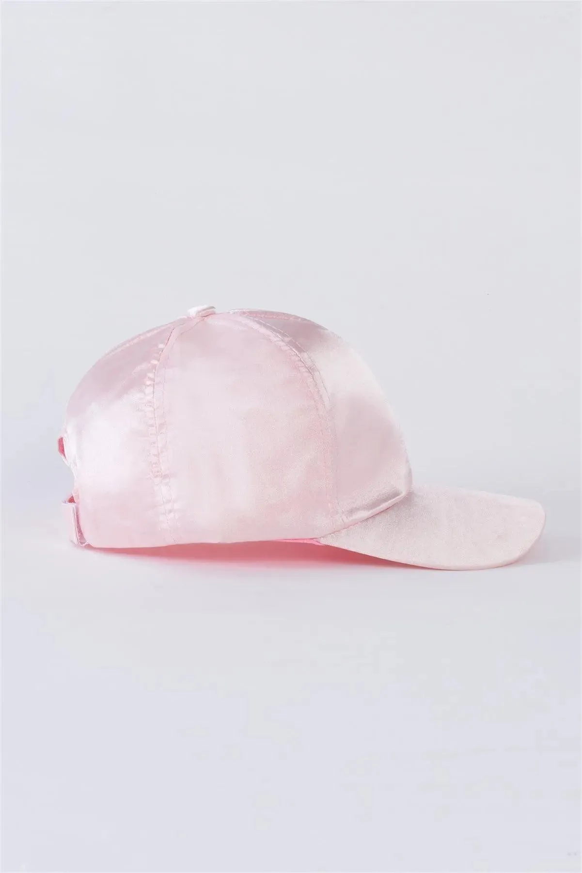 Pink Satin Baseball Cap With Adjustable Velcro Strap /6 Hats