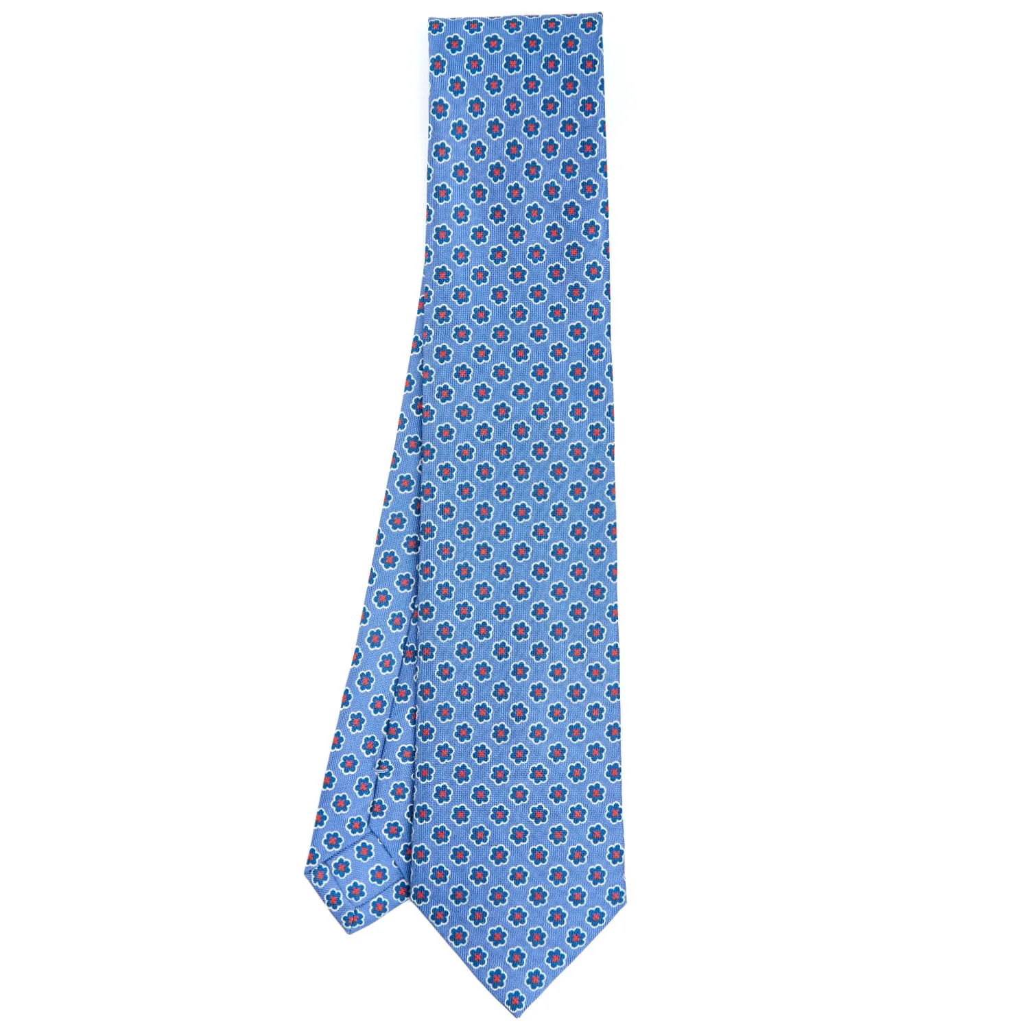 POWDER BLUE LADY TIE IN HAND PRINTED SILK