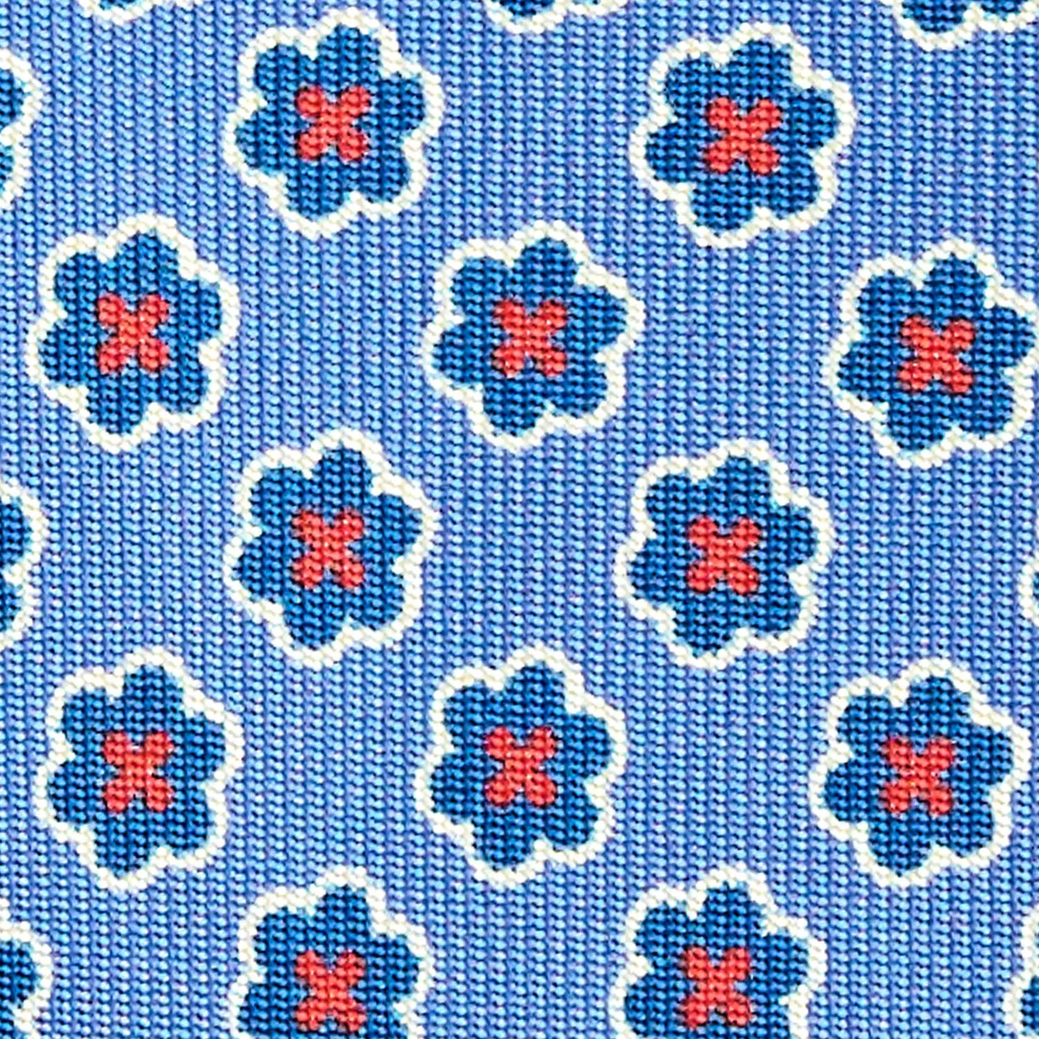POWDER BLUE LADY TIE IN HAND PRINTED SILK