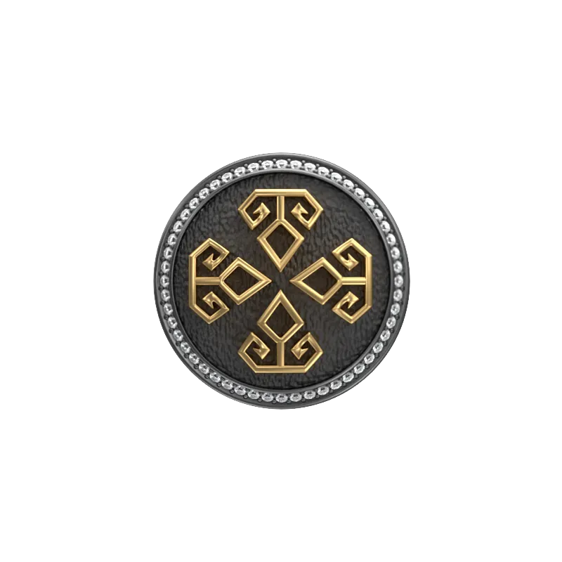 Power Luxe, Spiritual Cufflink Set with CZ Diamonds, 18kt Gold & Black Ruthenium Plating on Brass.