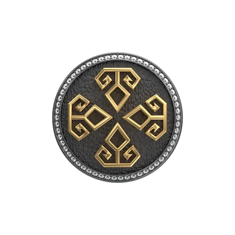 Power Luxe, Spiritual Cufflink Set with CZ Diamonds, 18kt Gold & Black Ruthenium Plating on Brass.