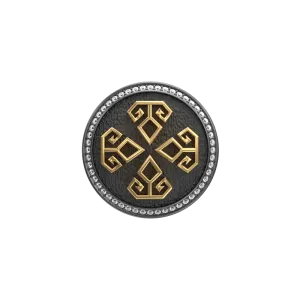 Power Luxe, Spiritual Cufflink Set with CZ Diamonds, 18kt Gold & Black Ruthenium Plating on Brass.