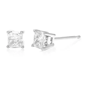 Princess Champagne Diamond Stud Earrings in 14K Gold