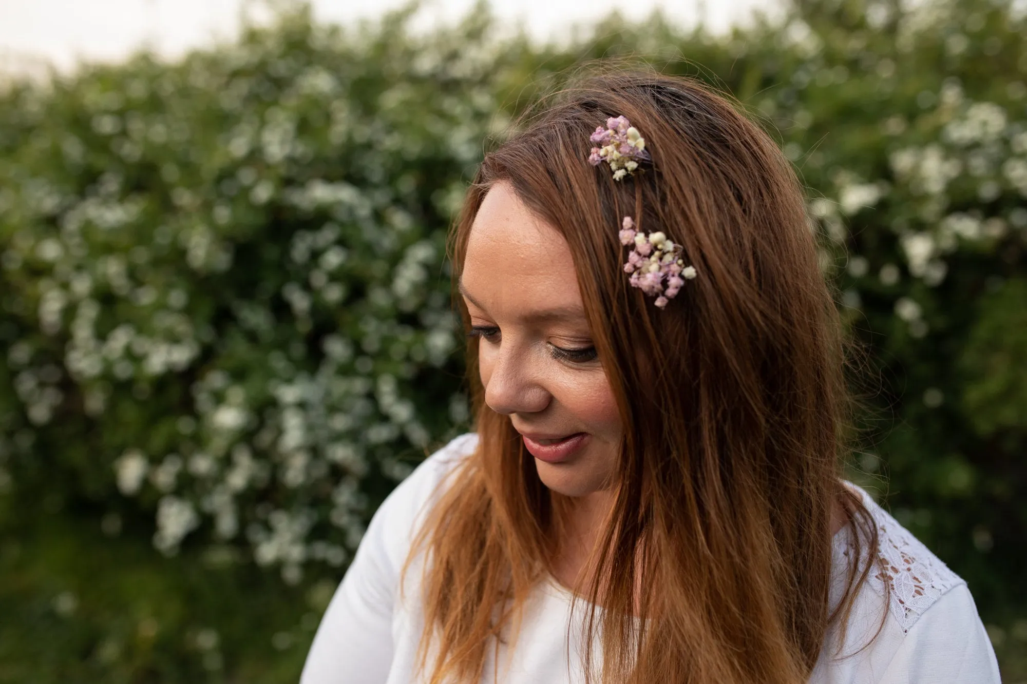 Romantic dusty pink flower hairpins