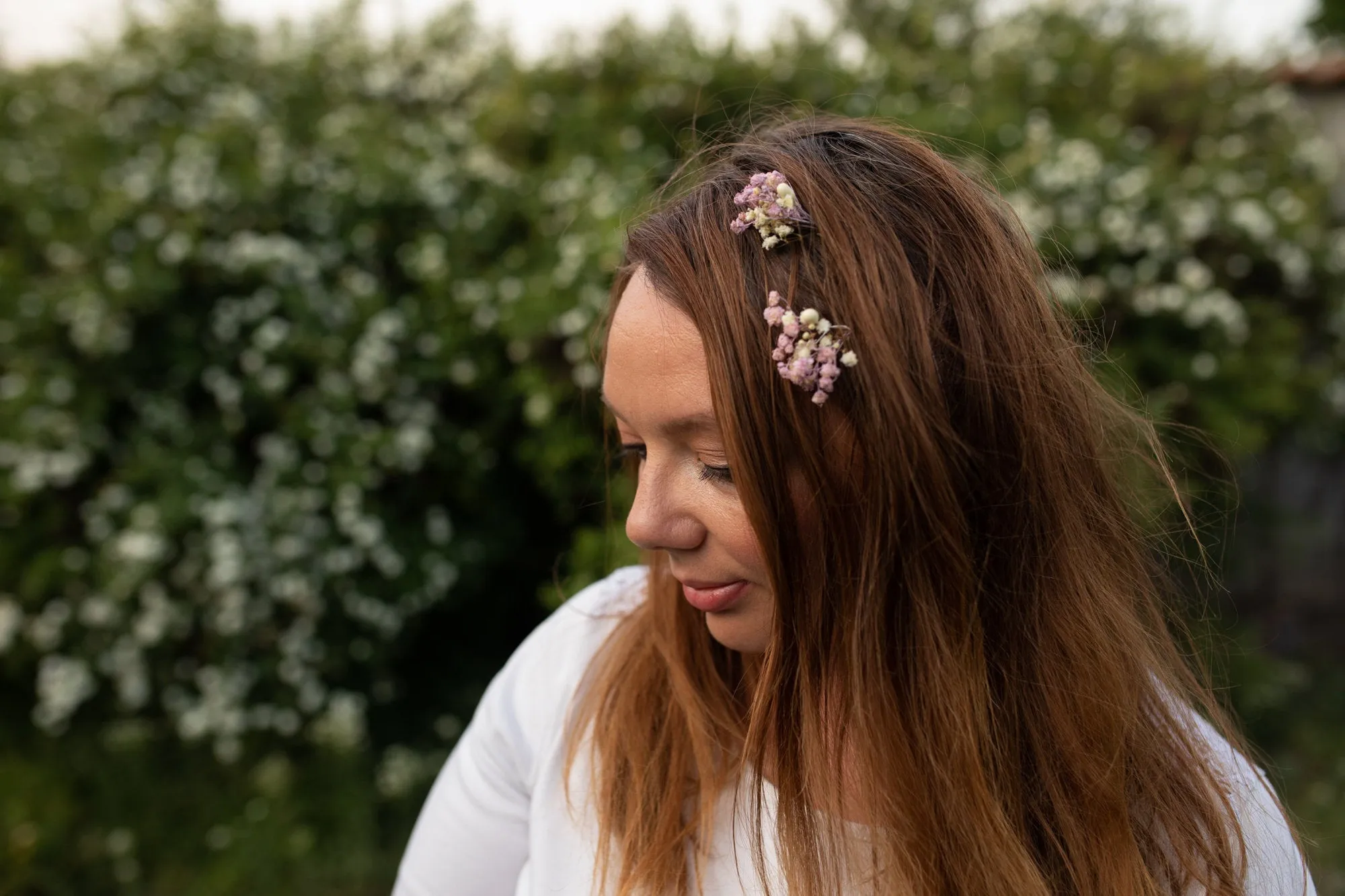 Romantic dusty pink flower hairpins