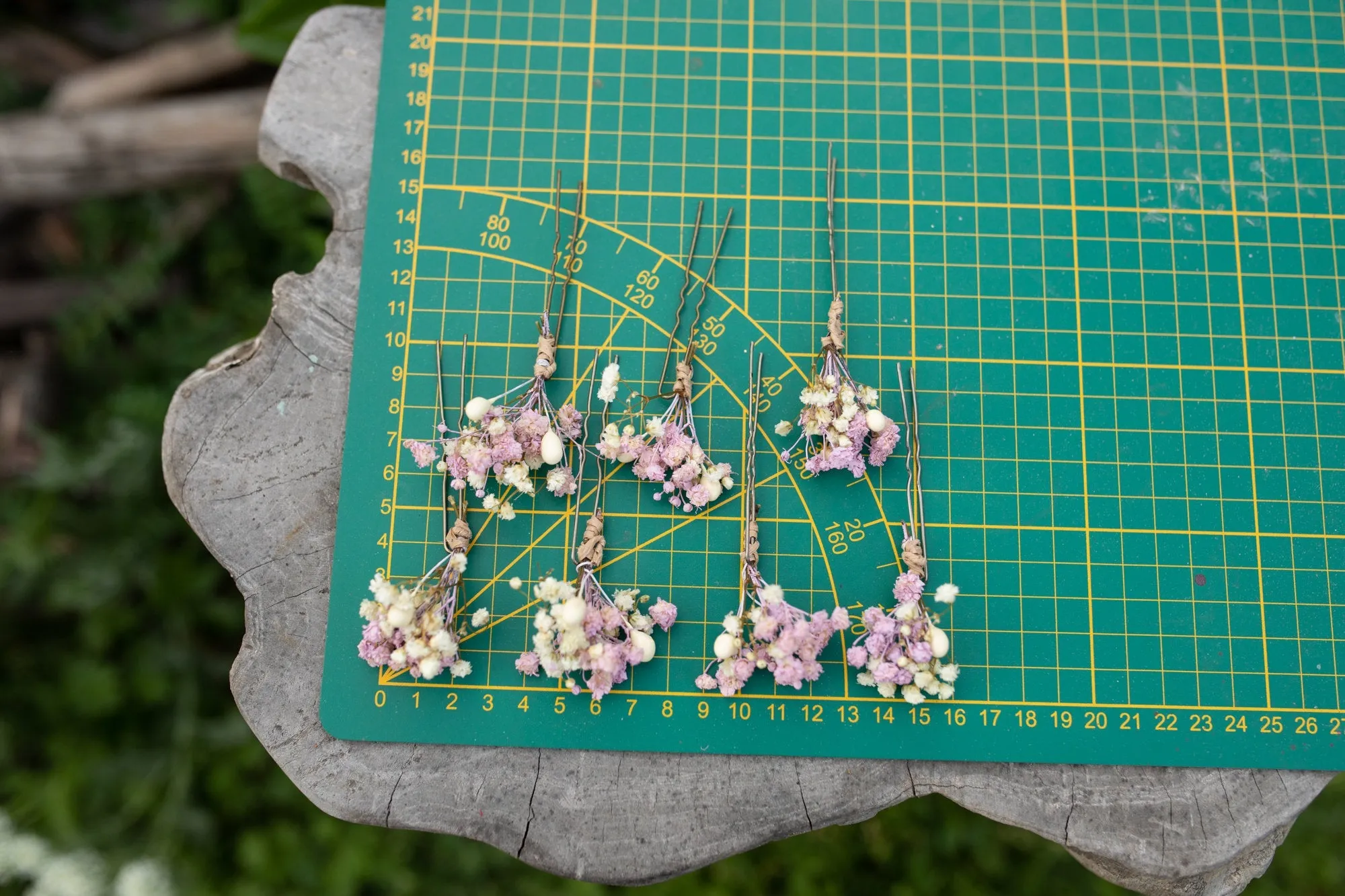 Romantic dusty pink flower hairpins