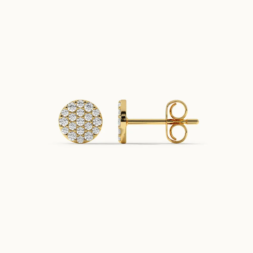 Round Pave Diamond Earrings