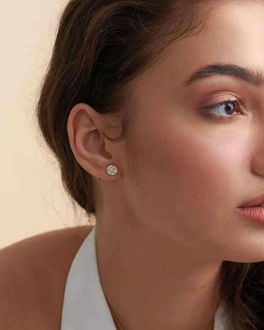 Round Pave Diamond Earrings