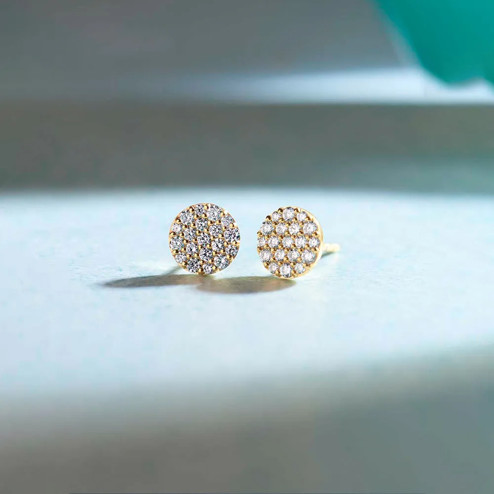 Round Pave Diamond Earrings