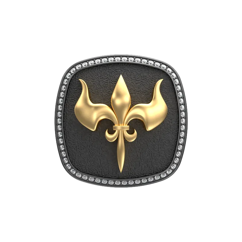 Rudra Luxe, Edgy Cufflink Set with CZ Diamonds, 18kt Gold & Black Ruthenium Plating on Brass.